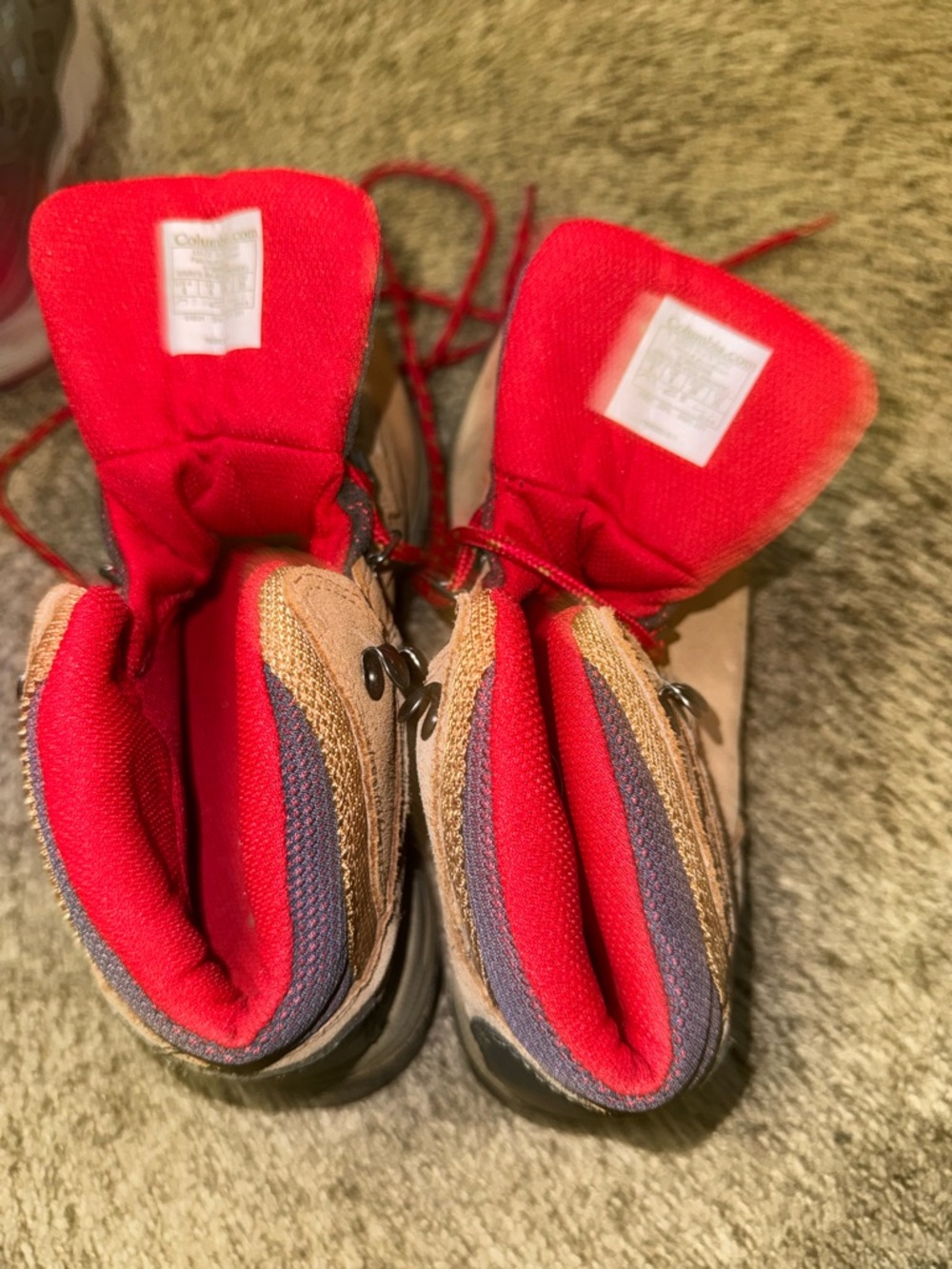 Columbia Tan Boots with Red Lining